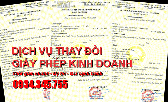 Dịch vụ thay đổi đăng ký kinh doanh